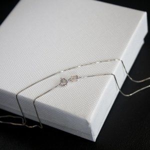 Real 10K WHITE GOLD Box Chain SOLID White Gold Necklace 24 inch Stamped 10K